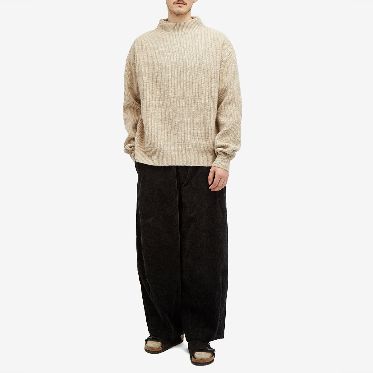 Merely Made Men's Wool Blend Mockneck Sweater in Melange Oat