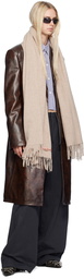 Acne Studios Beige Fringe Wool Oversized Scarf