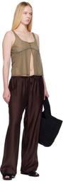 AMOMENTO Burgundy Silky Banding Lounge Pants