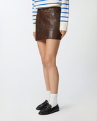 Pinko Leather Mini Skirt With Pockets Brown Sassicaia