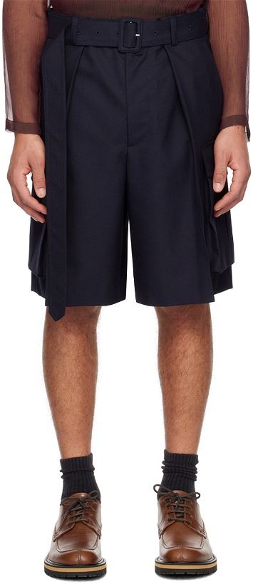 Photo: Dries Van Noten Navy Belted Shorts