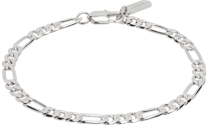 Photo: Numbering SSENSE Exclusive Silver Slim Figaro Chain Bracelet