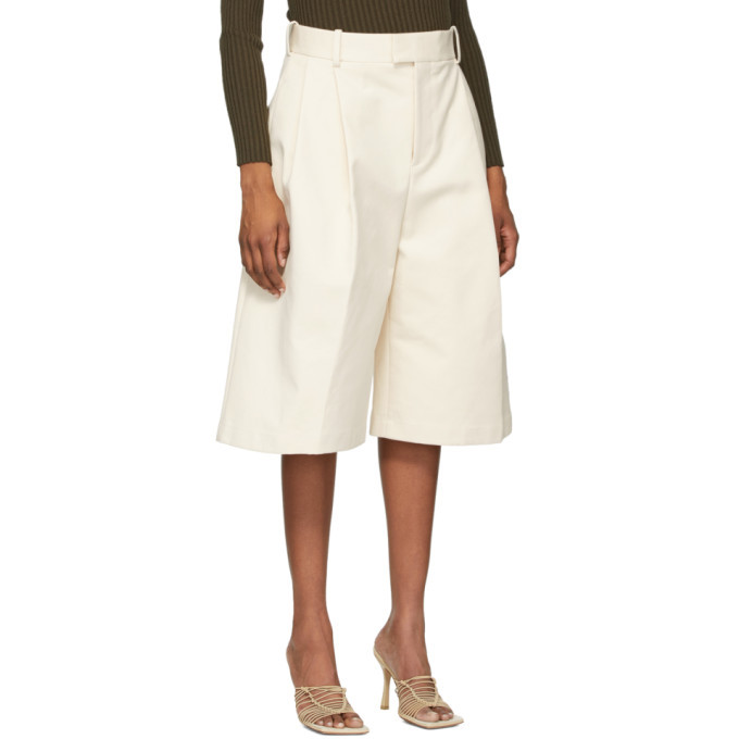 Bottega Veneta Off-White Twill Wide-Leg Shorts Bottega Veneta