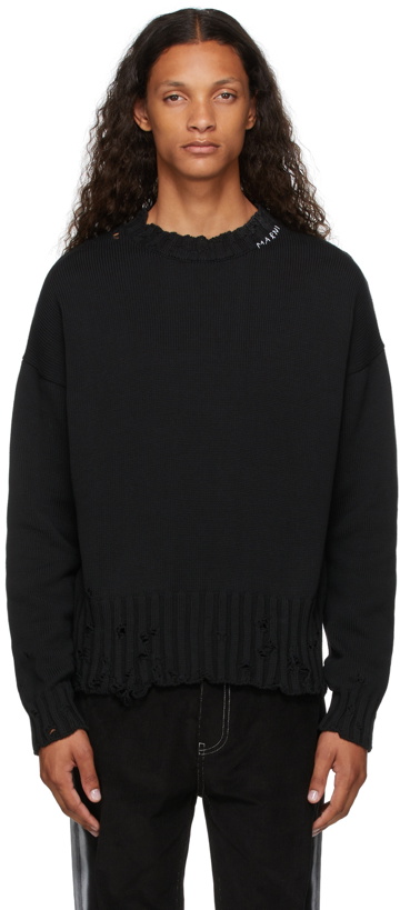 Photo: Marni Black Distressed Logo Sweater