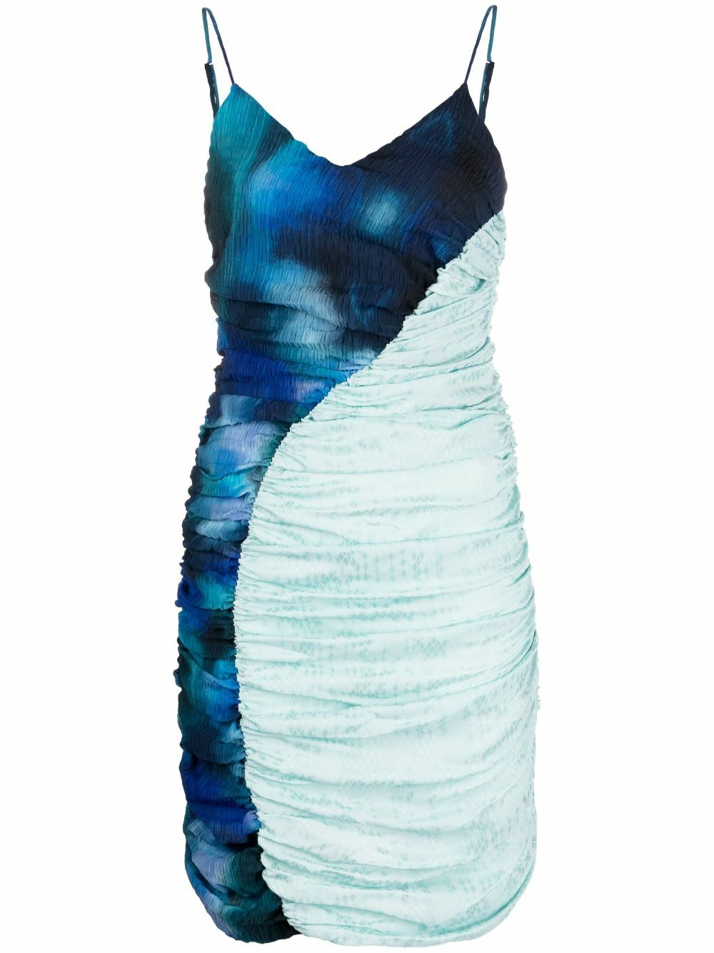 Ahluwalia Blue Solange Ruched Mini Dress
