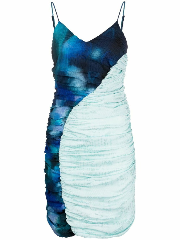 Photo: Ahluwalia Blue Solange Ruched Mini Dress