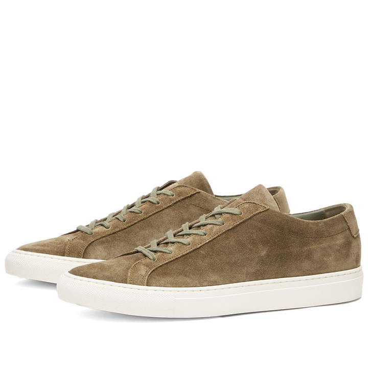 Photo: Common Projects Men's Achilles Low Suede Sneakers in Olive