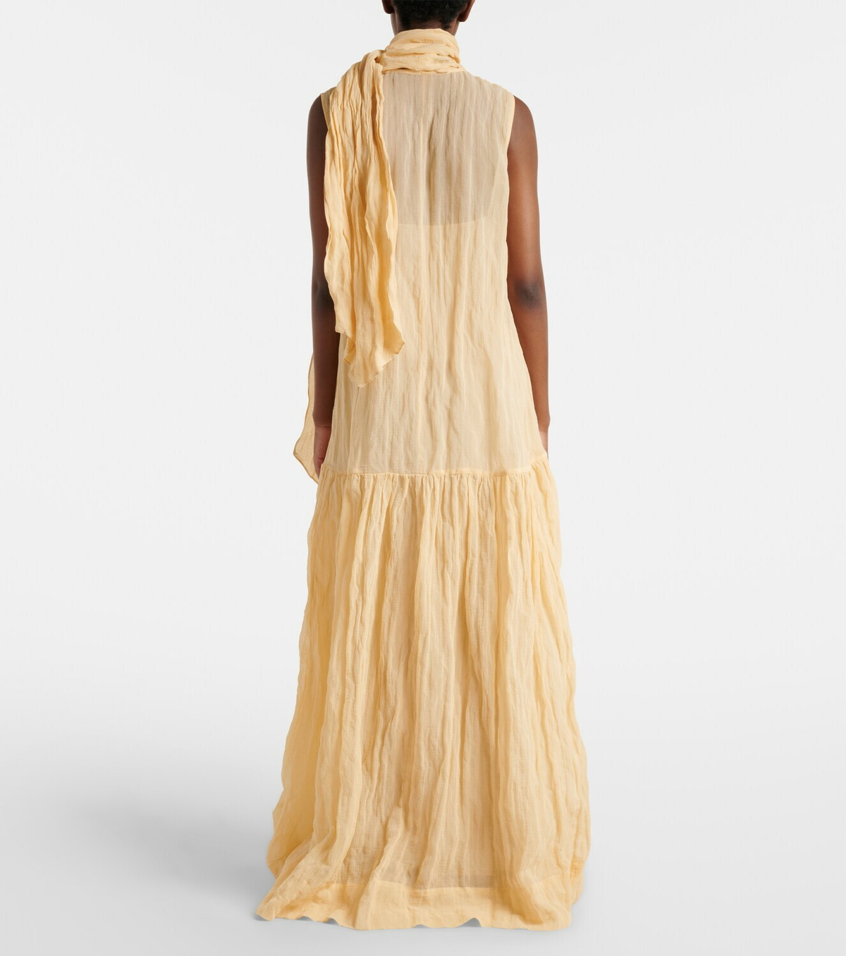 Plan C Scarf-detail cotton-blend maxi dress