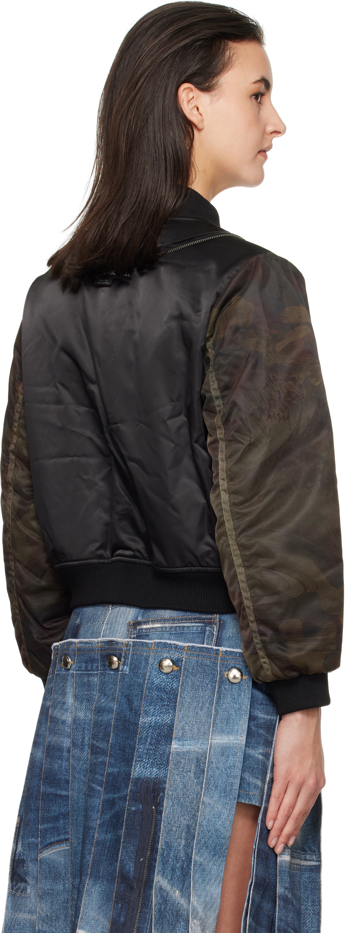 Andersson Bell Black Mesh Sleeve Bomber Jacket