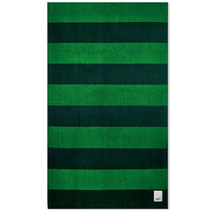Photo: Tekla Fabrics Beach Towel in Green Block Stripe