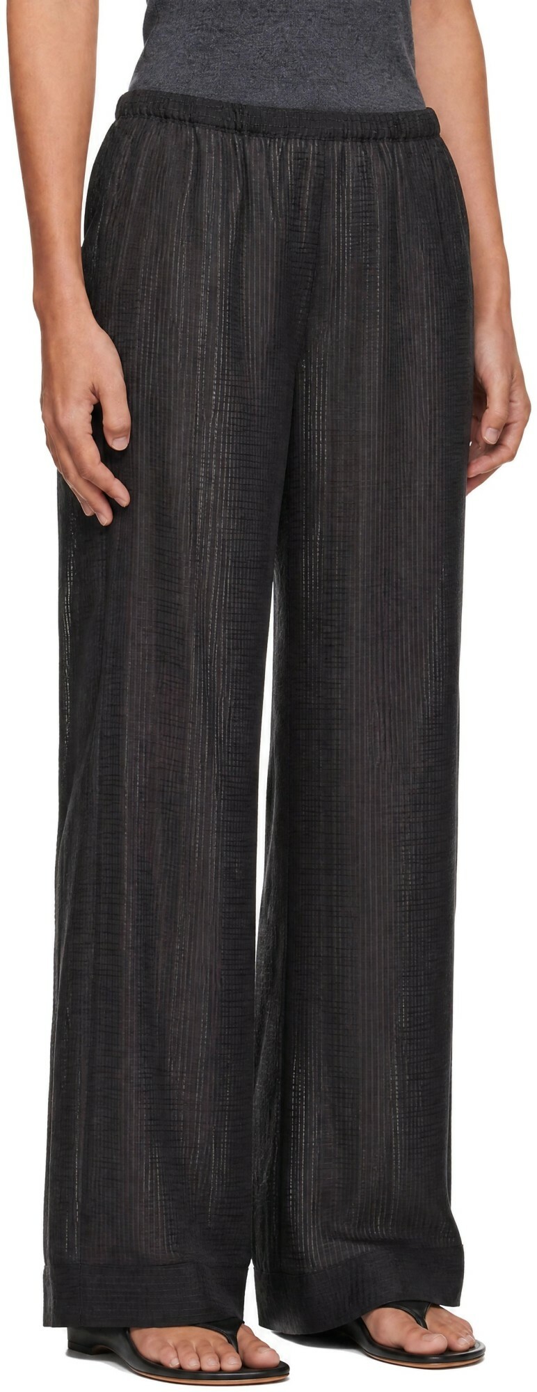 St. Agni Gray Woven Check Relaxed Trousers