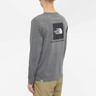 The North Face Men's Long Sleeve Red Box T-Shirt in Medium Grey Heather