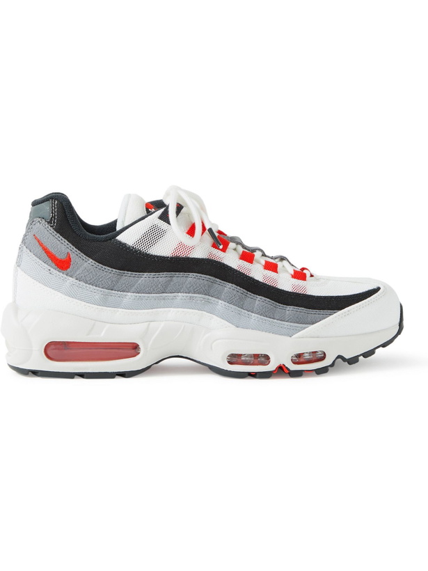 Photo: Nike - Air Max 95 QS Suede-Trimmed Panelled Canvas and Mesh Sneakers - White