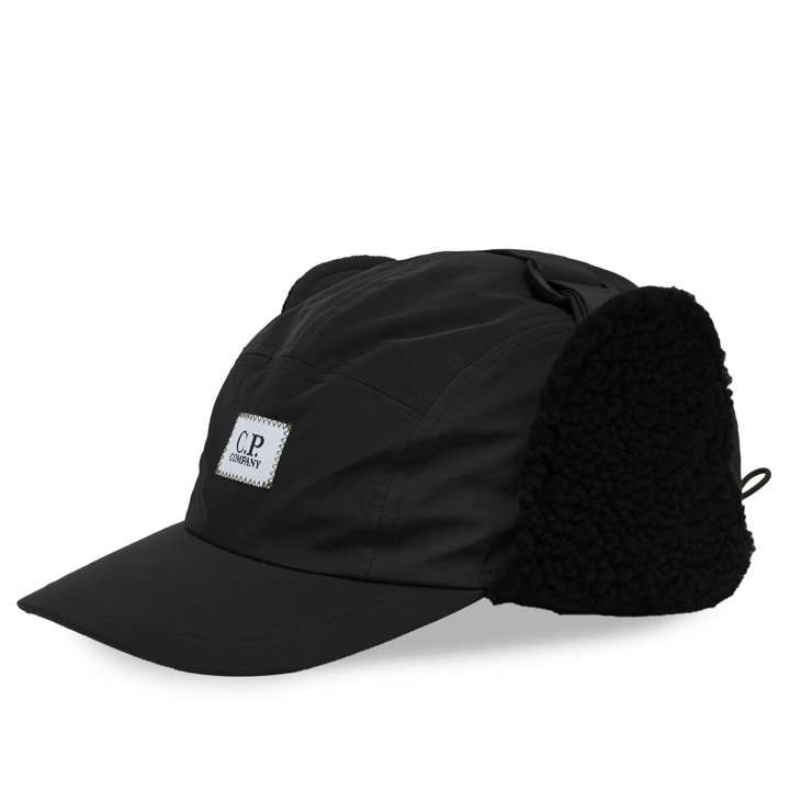 Photo: C.P. Company Men's Chrome-R Earflap Cap in Black 