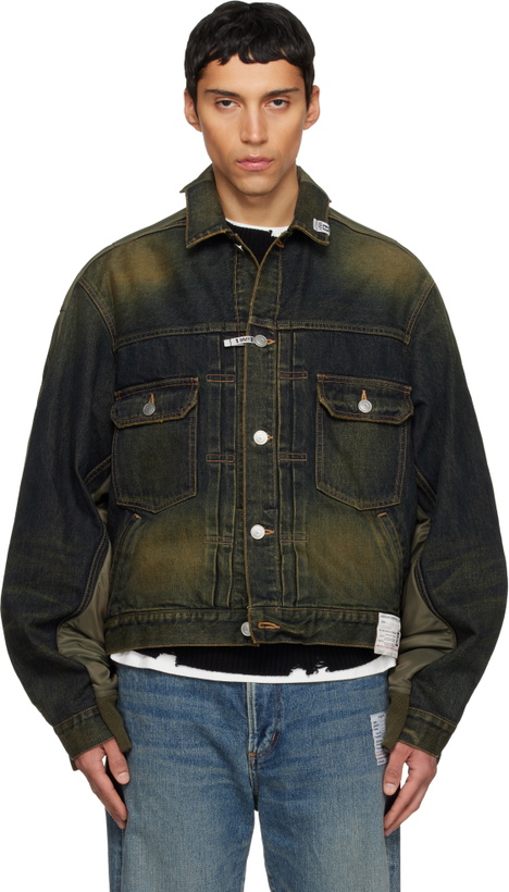 Photo: Maison MIHARA YASUHIRO Khaki & Navy Front Back Combined Denim Jacket