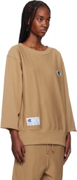 UNDERCOVER Tan Champion Edition Beaded Logo Appliqué Sweatshirt