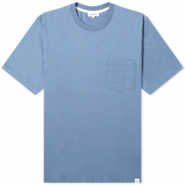 Photo: Norse Projects Men's Johannes Standard Pocket T-Shirt in Fog Blue