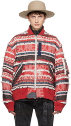 sacai Red Eric Haze Edition Jacquard Bomber Jacket