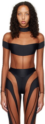 Mugler Black Illusion Sheer Bodysuit
