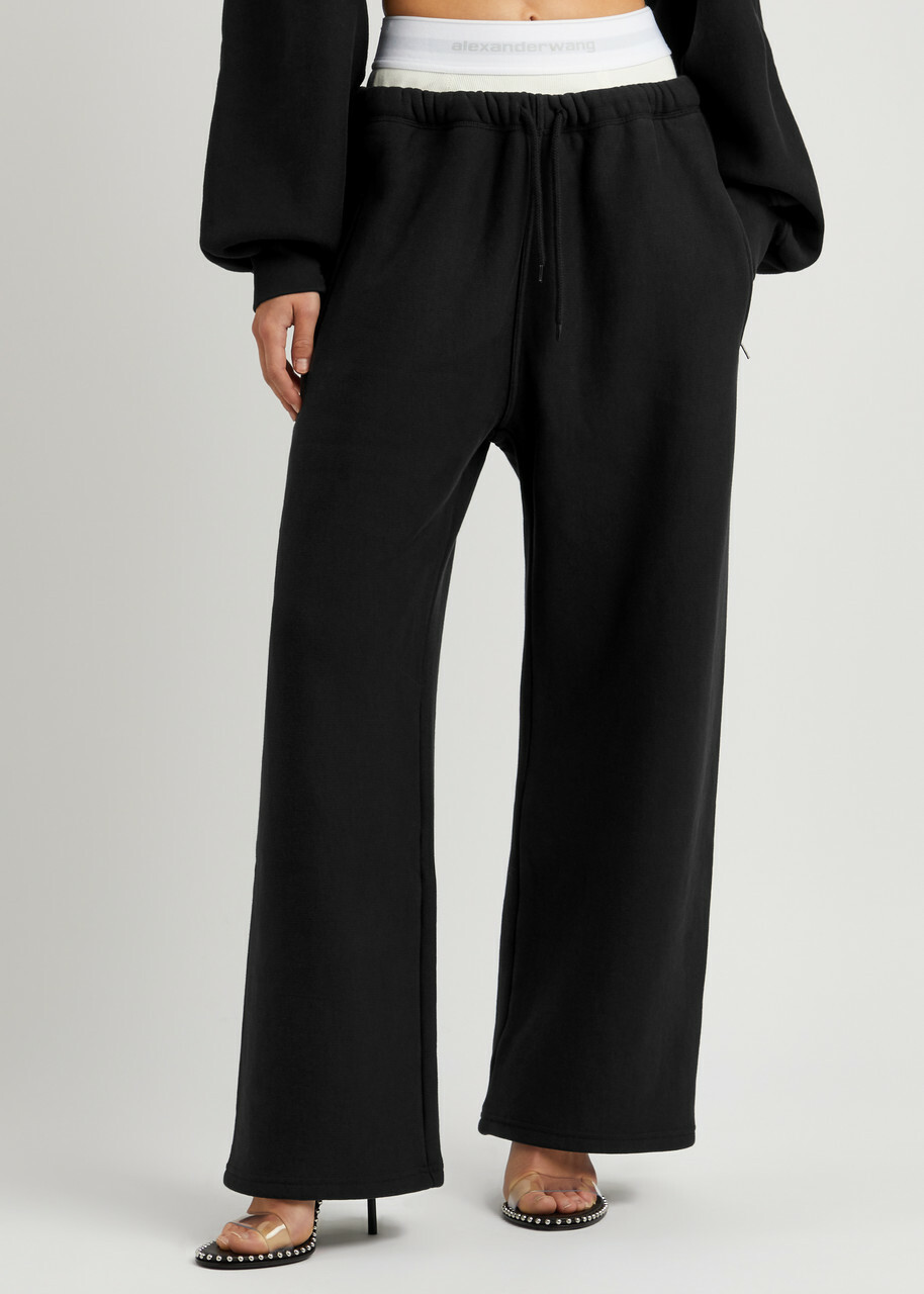 Alexanderwang.t Logo Layered Cotton Sweatpants Black