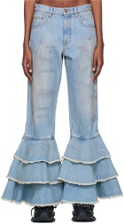 ERL Blue Tiered Jeans