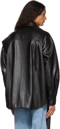 Feng Chen Wang Black Faux-Leather Deconstructed Jacket