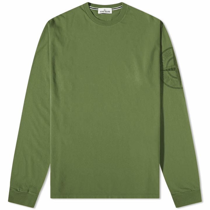 Photo: Stone Island Men's Long Sleeve Total Sleeve Logo T-Shirt in Olive