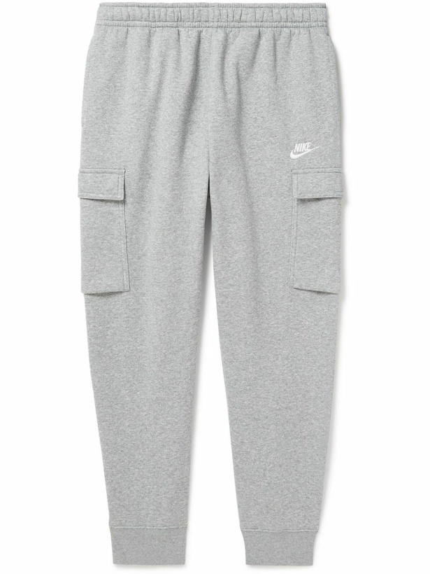 Photo: Nike - Sportswear Club Tapered Cotton-Blend Jersey Cargo Sweatpants - Gray