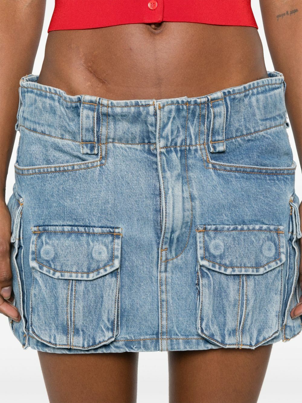 ミニスカート Alexander Wang SKIRT Mini Skirt with Pre-Styled Logo Thong in VINTAGE FADED