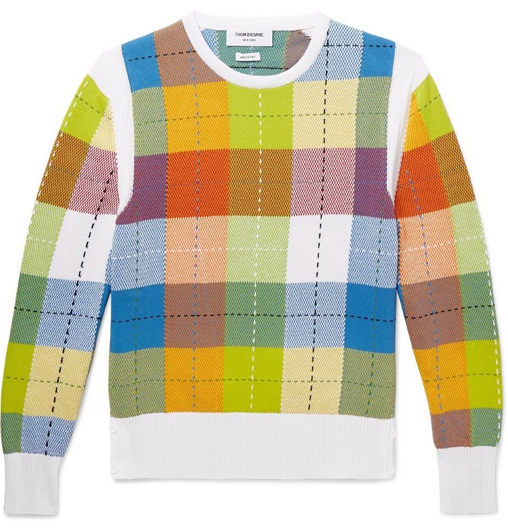 Photo: Thom Browne - Checked Cotton Sweater - Men - Yellow