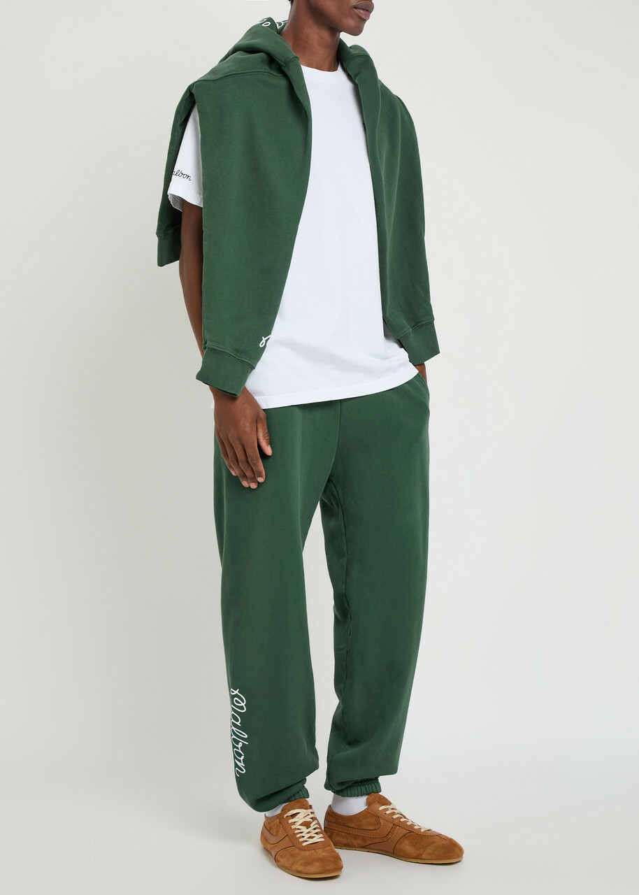 Malbon Clubhouse Logo Cotton Sweatpants Green