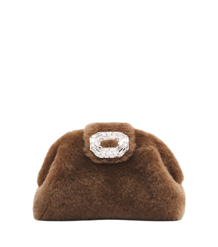 Photo: Amina Muaddi Camelia embellished shearling clutch