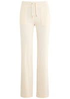 Juicy Couture Del Ray Logo-embroidered Velour Sweatpants Cream