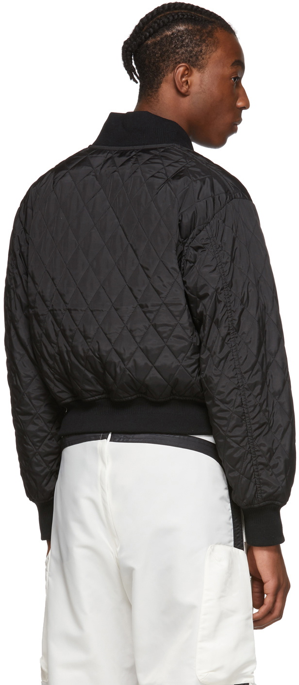Random Identities Black Quilted Bomber Jacket