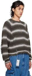 LU'U DAN Gray Striped Sweater