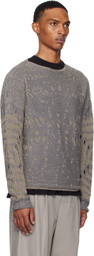 ROA Blue & Beige Vortex Crewneck Sweater