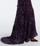 Là Fuori Iris embellished silk corset gown