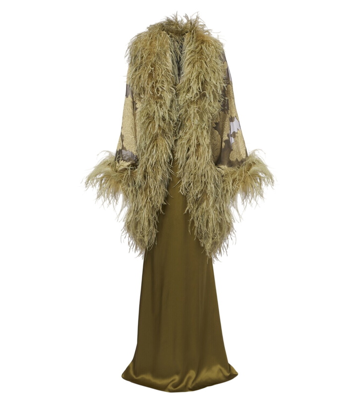 Photo: Taller Marmo 1920 slip dress and feather-trimmed jacket set