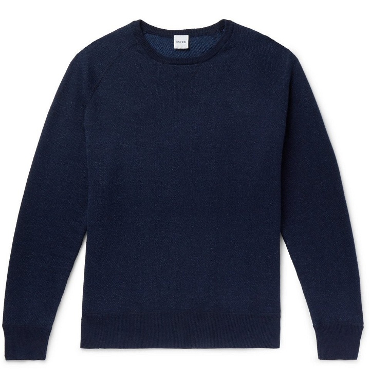 Photo: Aspesi - Slim-Fit Loopback Cotton, Cashmere and Wool-Blend Sweater - Blue