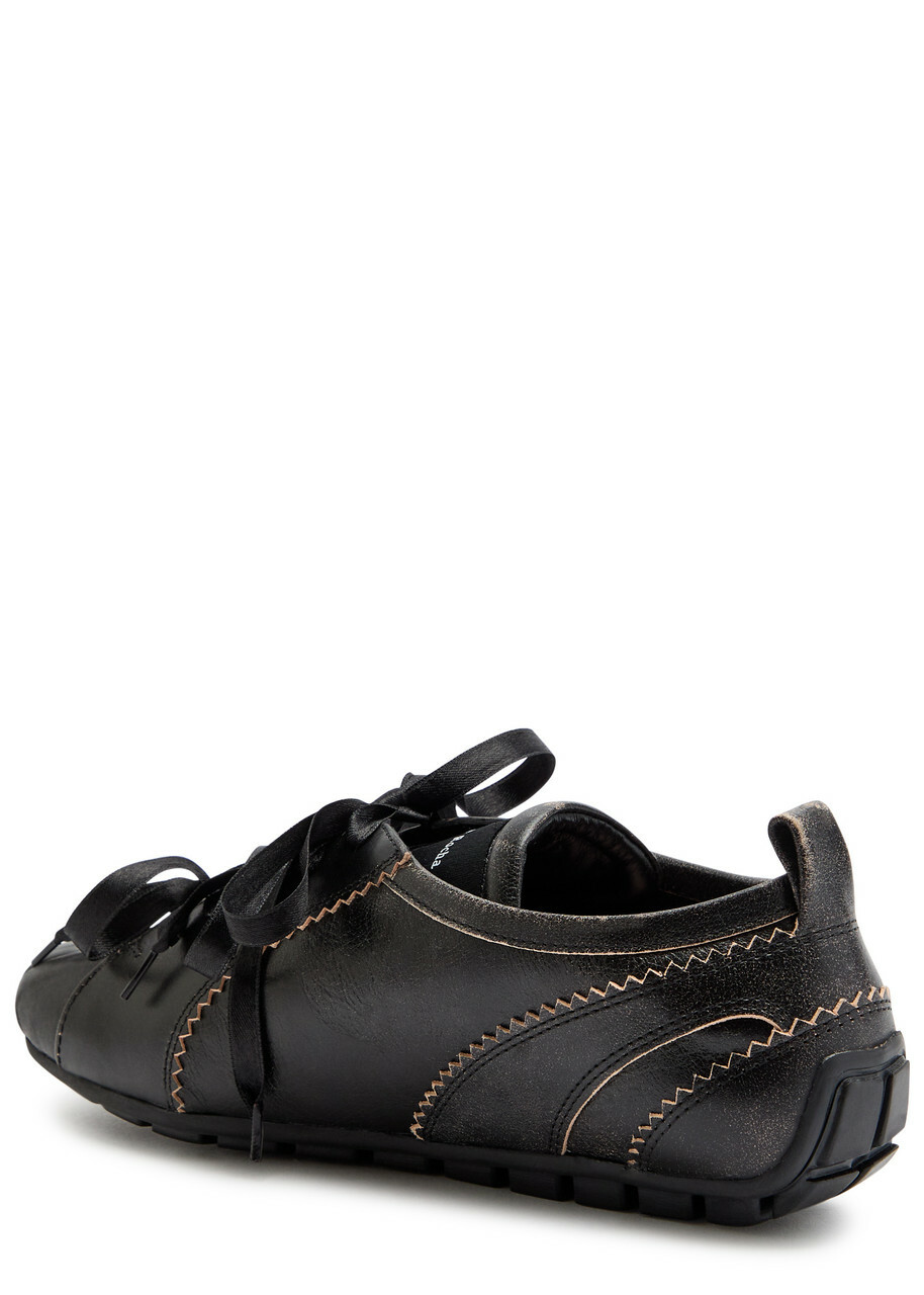 Simone Rocha Ballerina Grip Leather Sneakers Dark Brown