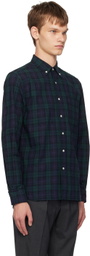 BEAMS PLUS Navy & Green Button Down Shirt
