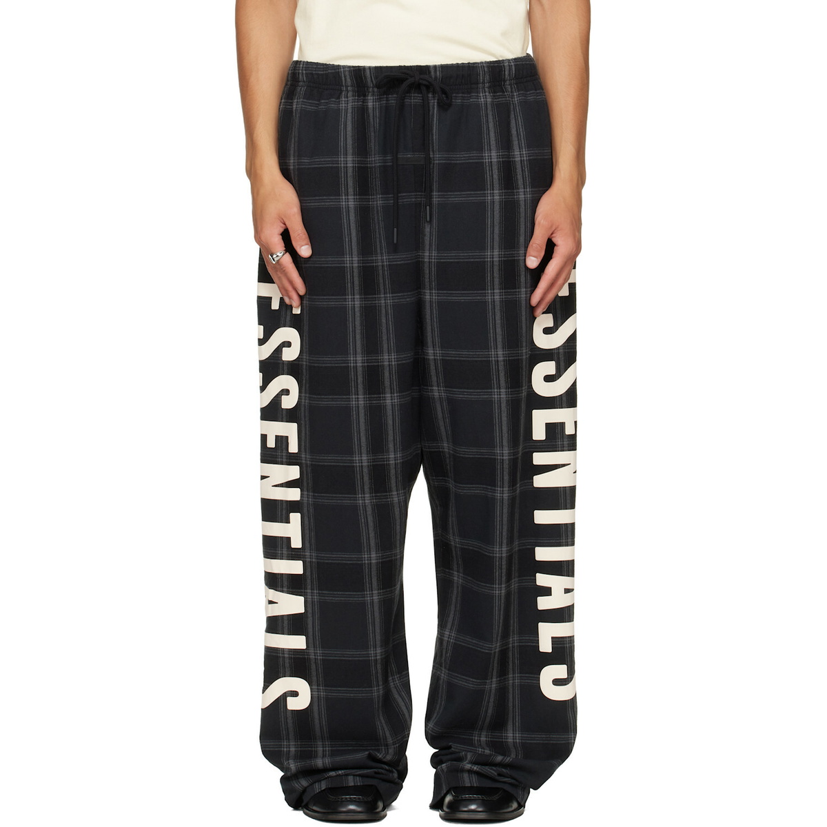 Fear of God ESSENTIALS Black & Gray Flannel Lounge Pants