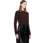 Courrèges Brown Lambswool Fitted Crewneck Sweater