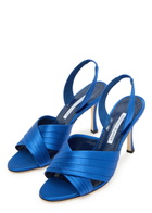 Manolo Blahnik Vierasan 90 Satin Slingback Sandals Blue