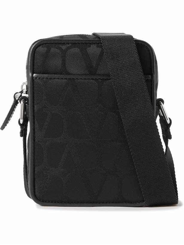 Photo: Valentino Garavani - Leather-Trimmed Logo-Jacquard Messenger Bag