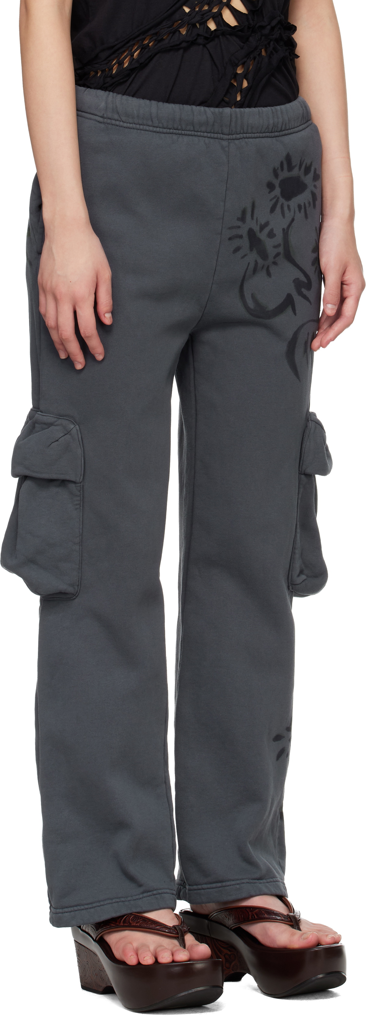 Collina Strada Gray 'Charcoal Daisies' Lounge Pants
