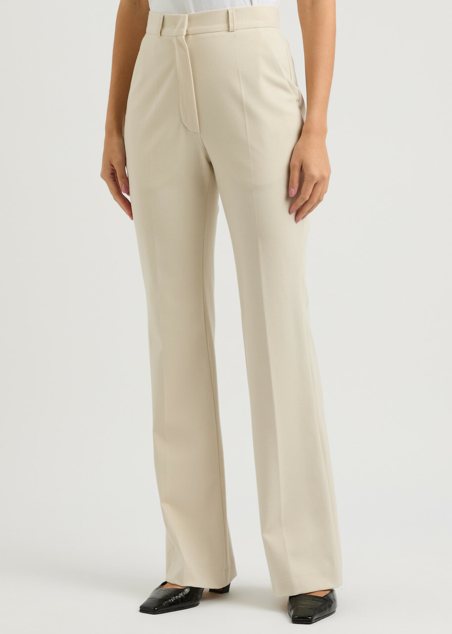 Harris Wharf London Flared-leg Flannel Trousers Ivory