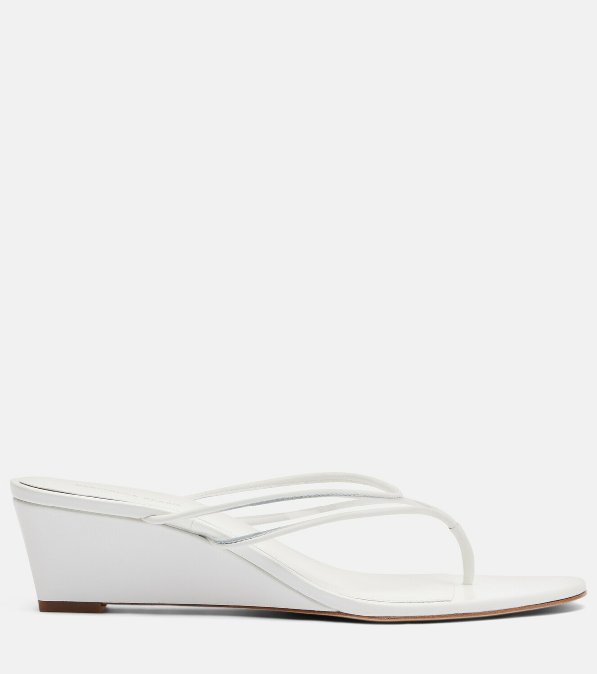 Veronica Beard Clea leather-trimmed wedge thong sandals