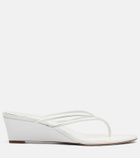 Veronica Beard Clea leather-trimmed wedge thong sandals