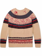 Sacai - Eric Haze Fair Isle Cotton-Jacquard Sweater - Pink